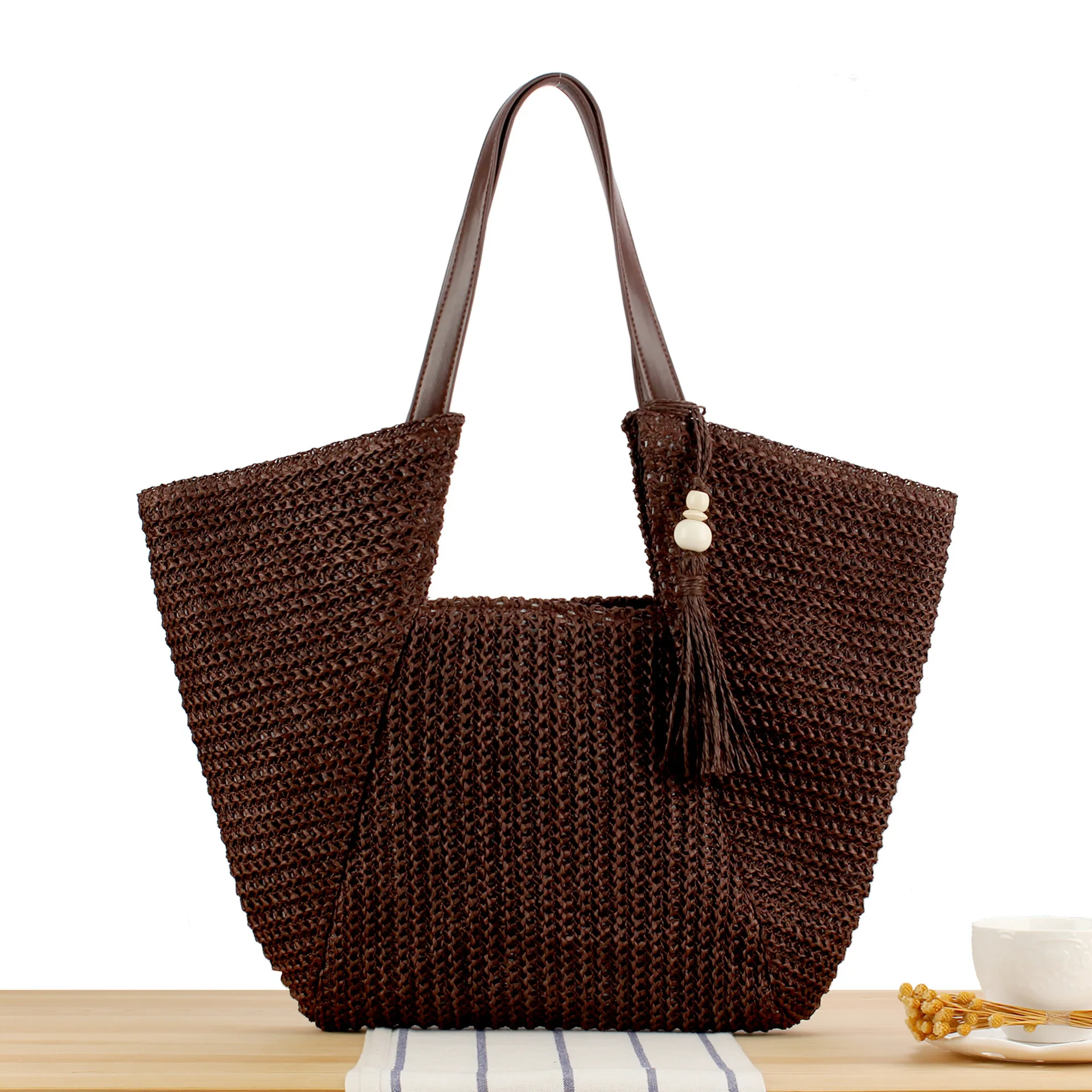 YoReAi New Women Hand‑Woven Bag Niche Minimalist Fashion Versatile Casual Daily Commute Beach Vacation Photo‑Ready Handbag