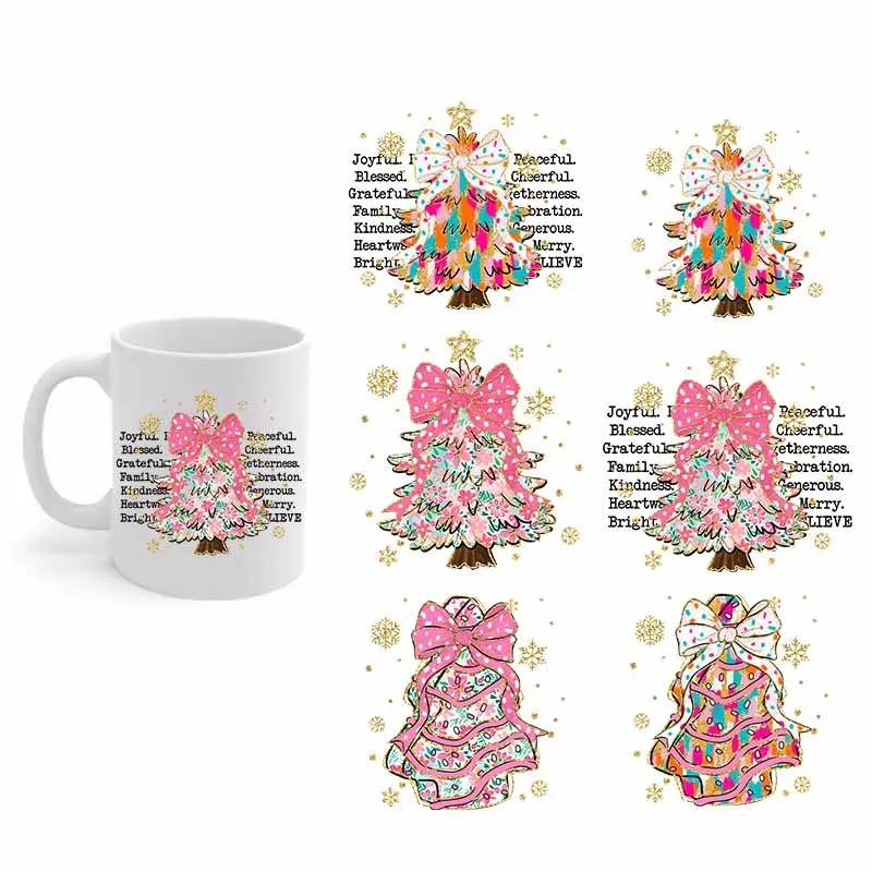 6Sheets Santa Claus UV DTF Christmas 3D Transfer Sticker Gingerbread Man Waterproof Mug Glass Cup