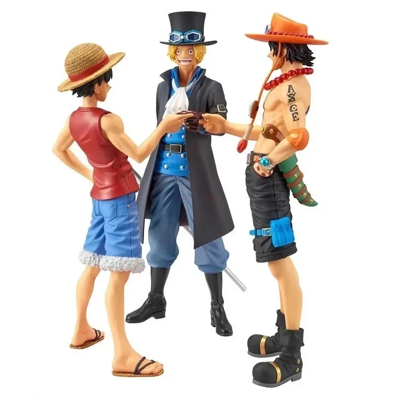 Figuras de Anime de One Piece de 20 cm, Muñecos de Luffy, Ace y Sabo, Tres Hermanos, Estatua de PVC, Figura de Acción Coleccionable, Decoración