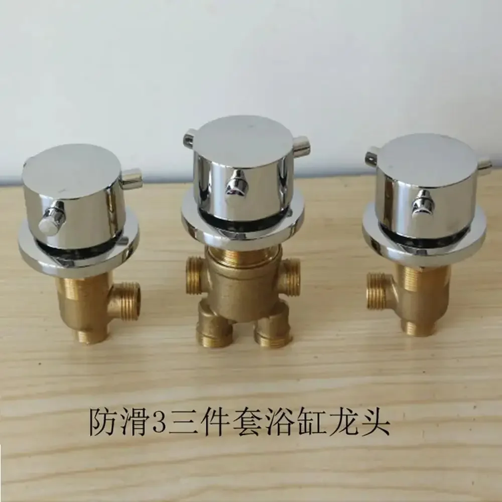 

Solid Brass Chrome Finish Bathtub Hot and Cold Water Control Valve Bath Shower Mixer Bathtub Faucet 3 Piece Set Faucet