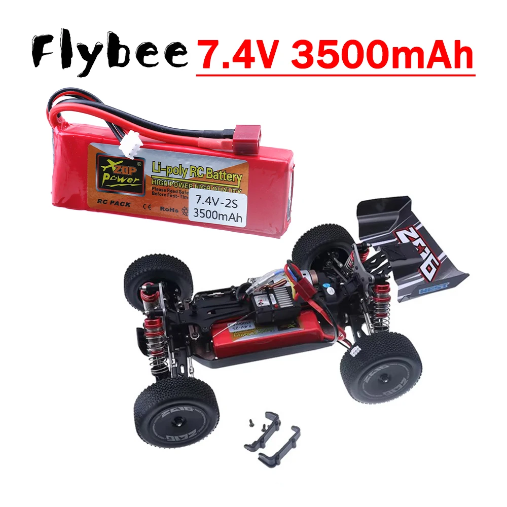 Original 2S 7.4V 3500mAh Lipo Battery With T Connector for Wltoys 144001 104001 12428 124019 RC Car Truck Battery Accessories