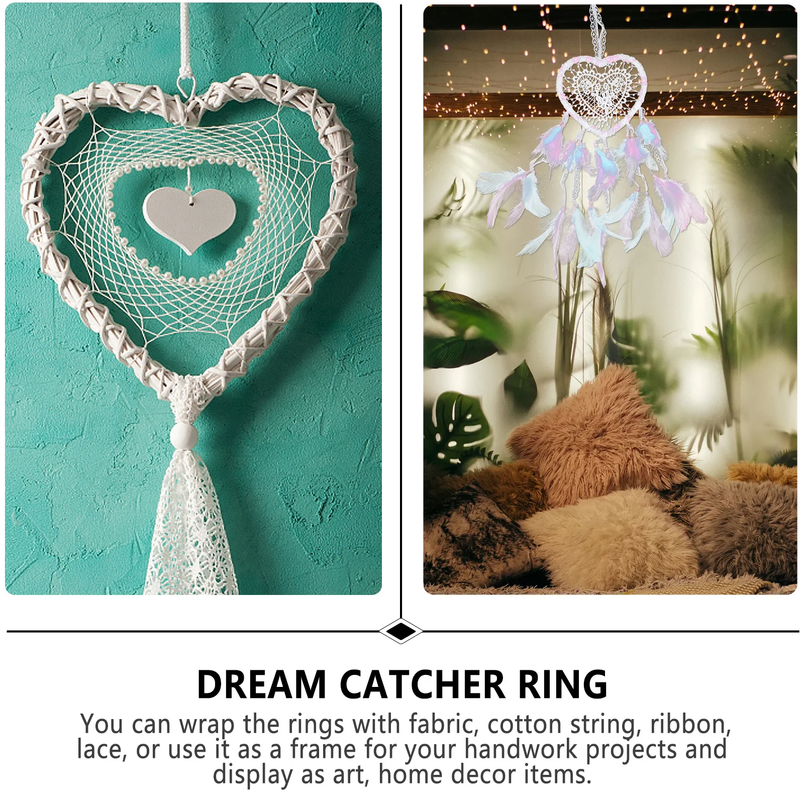 

12Pcs Metal Decorative Wreath Heart-Shaped Iron Ring DIY Dreamcatcher Loop Portable Chic Unique Design Heart-Shaped Ring