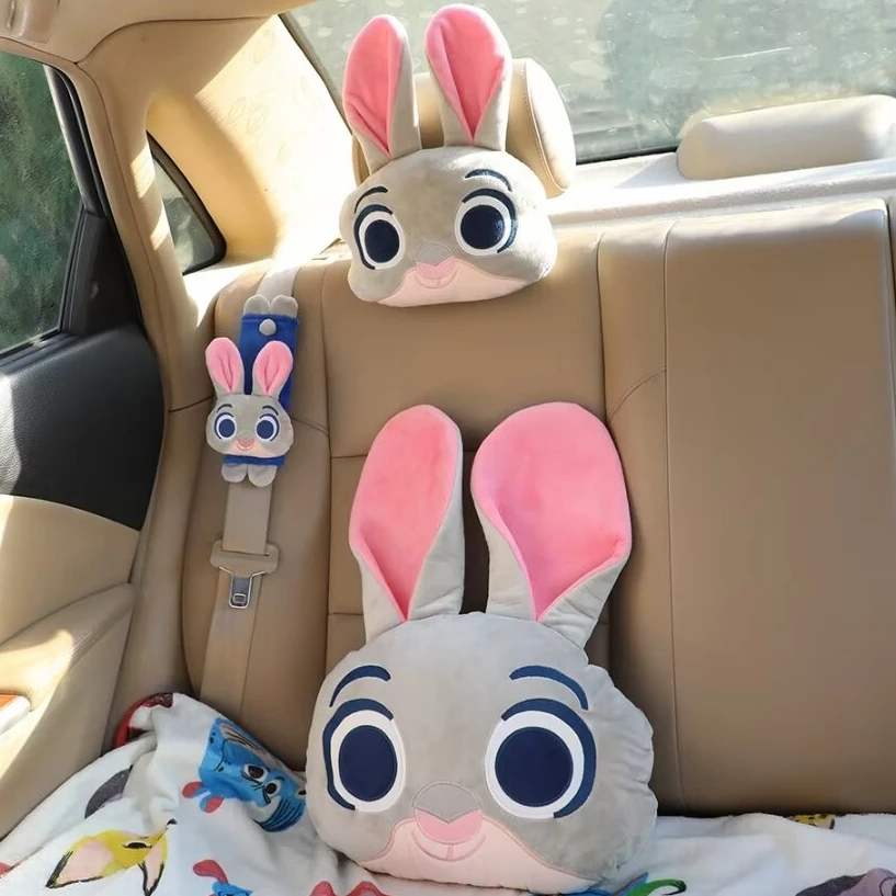 Zootopia Lovely Judy Nick Headrest Cushion Car Seat belt cover Cute Anime Neck Support Headrest Pillow Car Decor Gifts Girl