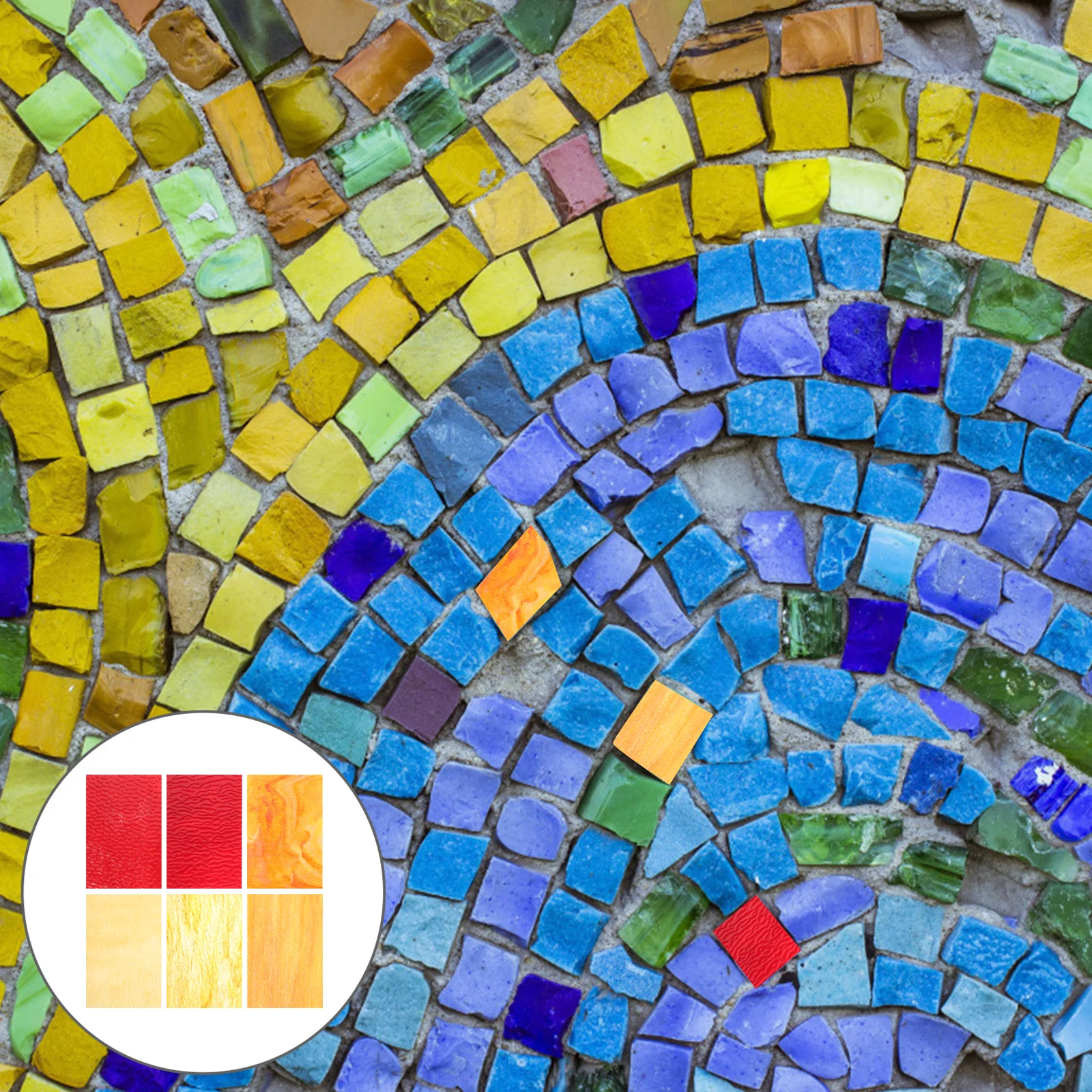 

6 Pcs Glass Mural Adult Craft Cathedral Mosaic Church Stained Square Water Ripple Colored