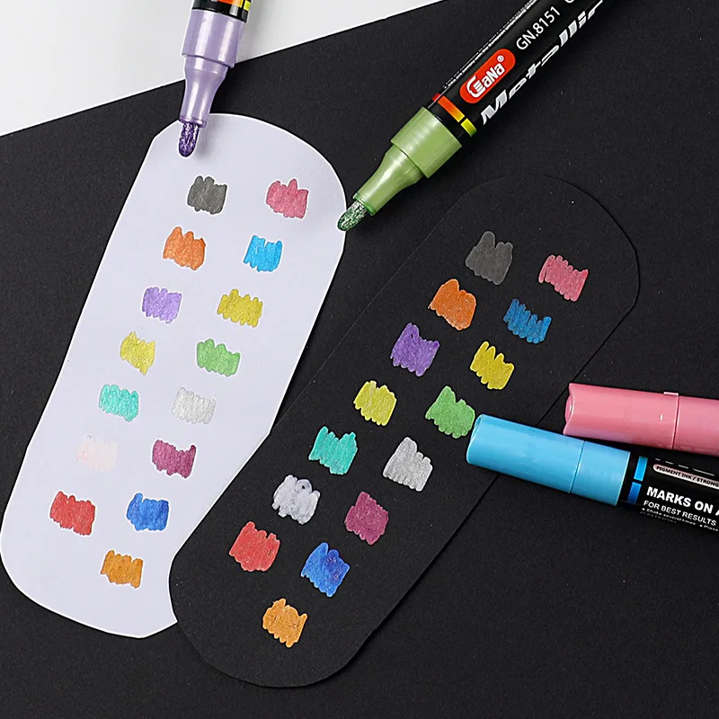 GN guangna-8151 color metal marker water-based black card paint highlight pen DIY photo album signature pen 15 colors