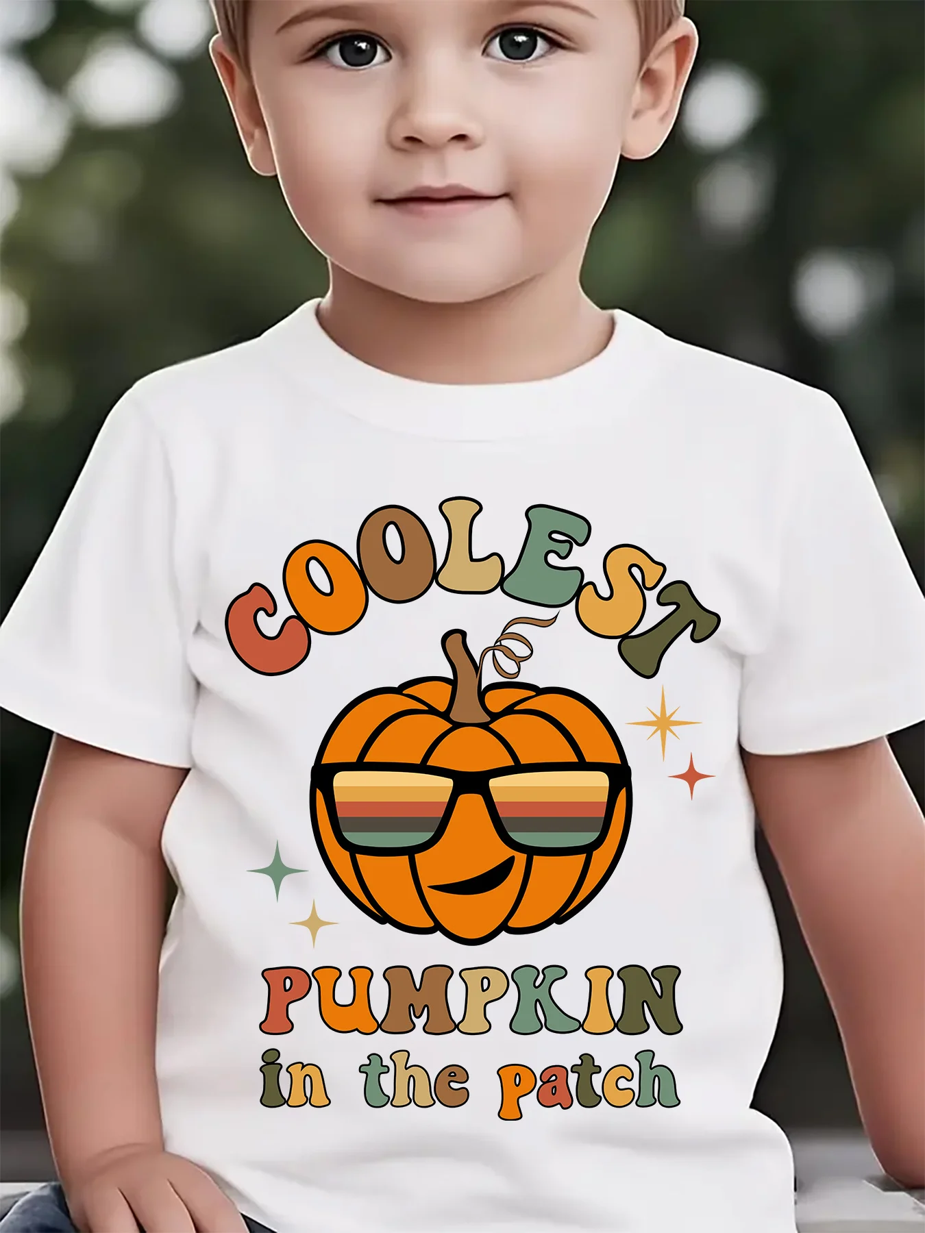 Kids Boys Girls Family Matching T Shirt Coolest Pumpkin In The Patch Print Short Sleeve Tee Casual Parent Child Daily Party Tops