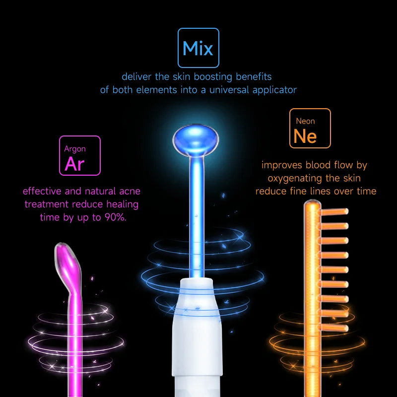 New Best Seller 7 in 1 High Frequency Wand Machine Facial Neon and Argon Acne Treatment Facial Tools for Care
