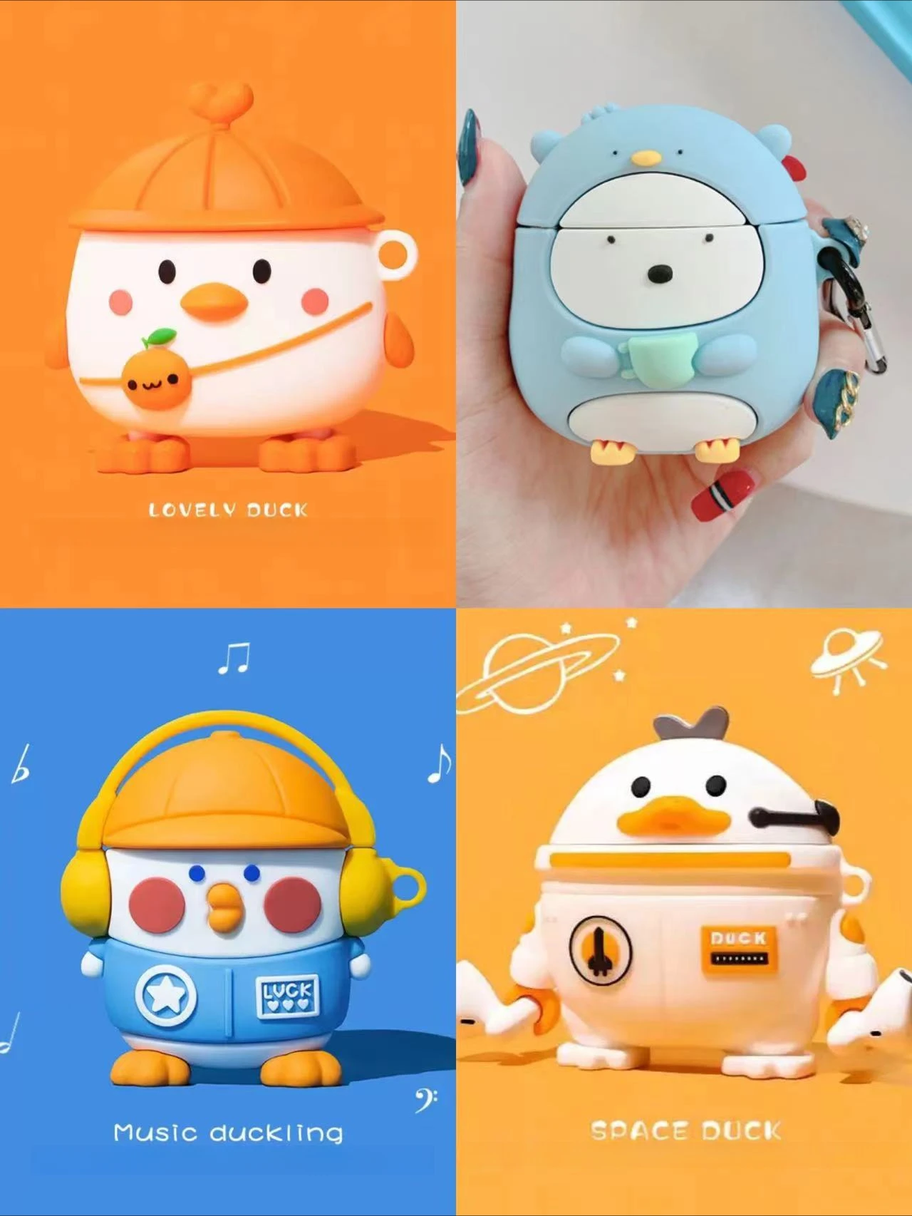 

Cartoon Duckling Bluetooth headphone protective case airpods3 generation for Apple 1/2 generation silicone headphone case
