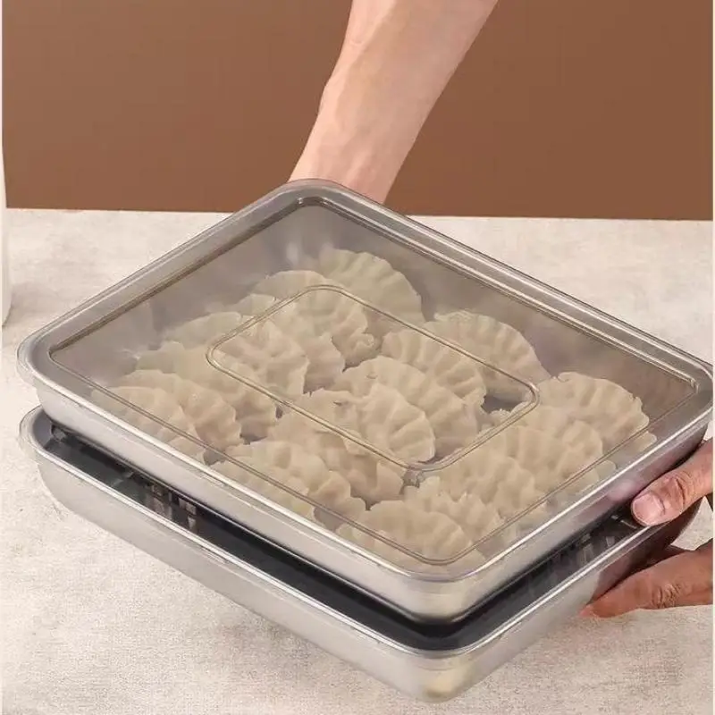لزلابية الفواكه والخضروات اللحوم كعكة المطبخ صندوق تخزين الثلاجة المنظم الفولاذ المقاوم للصدأ حاويات الطعام صينية