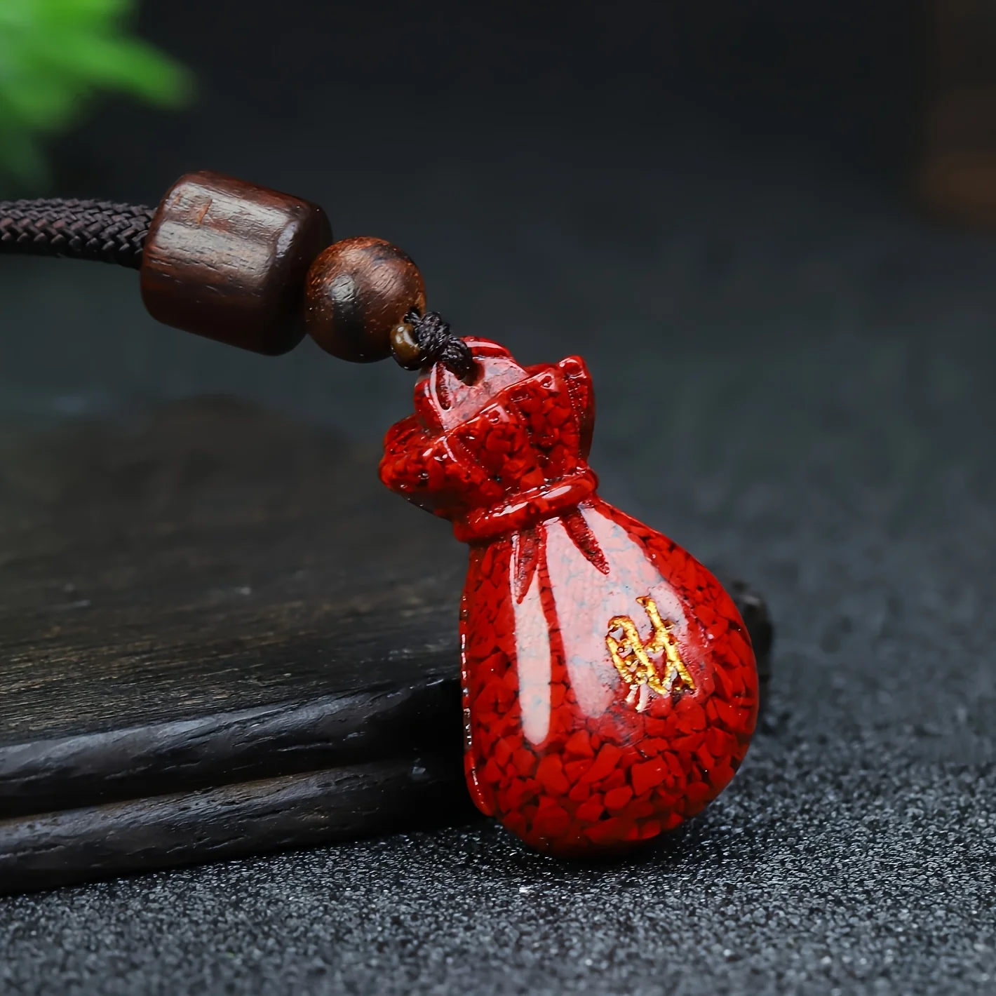 Red Cinnabar Lucky Bag Pendant Fashionable Chinese Style Gift Creative Handmade Hot Stamping Carved Jewelry