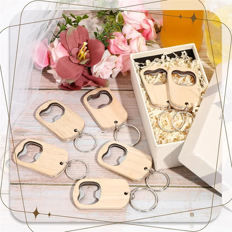 

-A95Z Wooden Corkscrew Keychain Blank For Engraving DIY Gift Wedding Birthday Party Favor