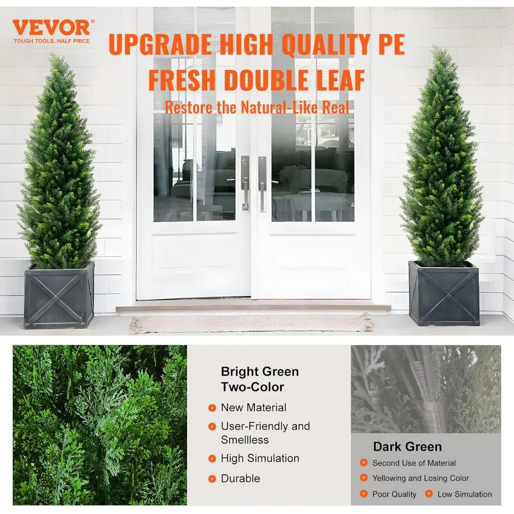 

Artificial Cedar Pruning Tree, 60 Inches Tall (2 Trees), with Additional Leaves and Potted Plants