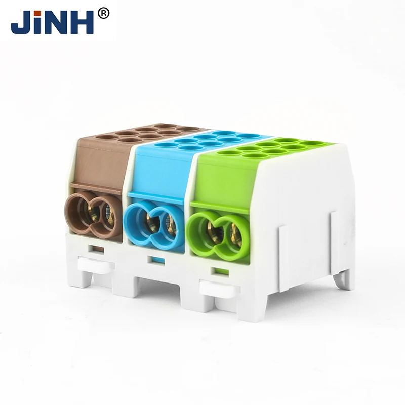 JINH 2Pcs Distribution Terminal Blocks JHT3 100A-2Pins (1x25,1x16 / 1x25,1x16) Splice Wire Connector Connectivity 25mm Wiring