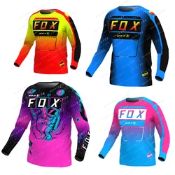 Camiseta de manga larga para hombre, bicicleta de montaña Jersey de Enduro, Motocross, carreras, MTB, BAT FOX