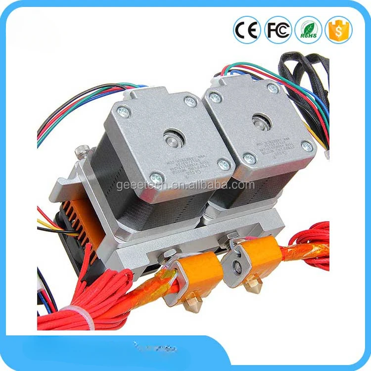 Geeetech top sale assembled 3D printer MK8 extruder with dual-head nozzles Filament size 1.75/3MM