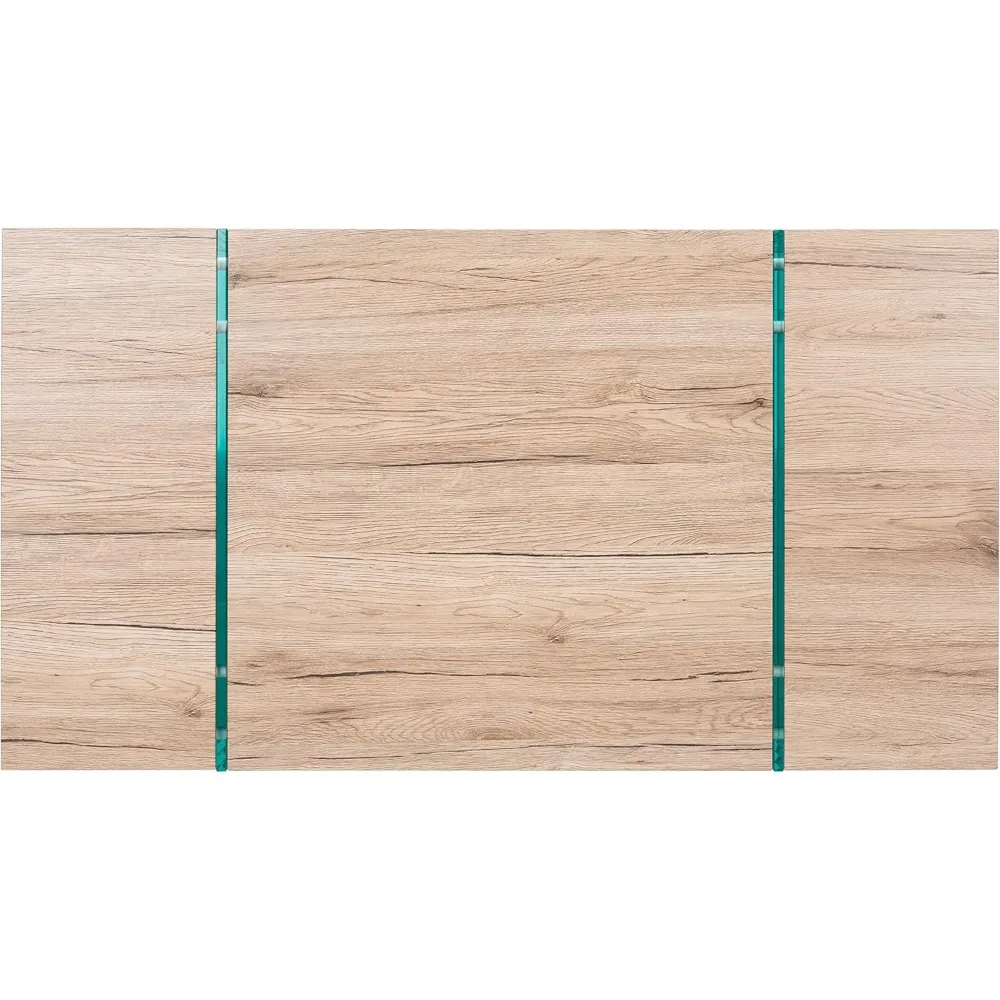 Home Collection Jacob طاولة القهوة العائمة المستطيلة الحديثة COF7001C، 43.3 بوصة عرض × 23.6 بوصة طول × 15.7 بوصة ارتفاع، أرجل طبيعية/زجاجية