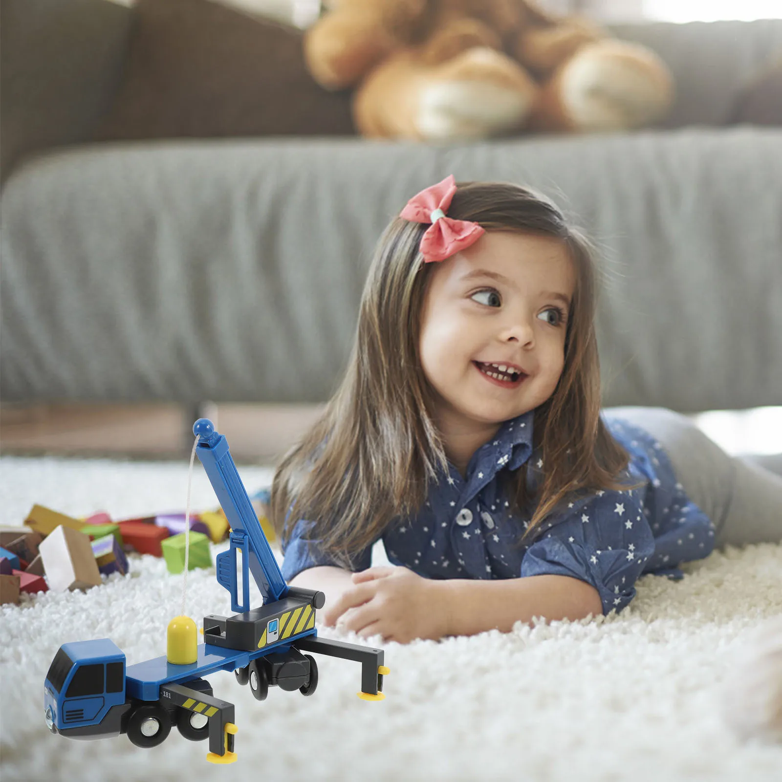 

Пластиковый большой кран-грузовик 360° ° Вращающийся телескопический подъемник, имитация инженерной машины для детей, без дистанционного управления