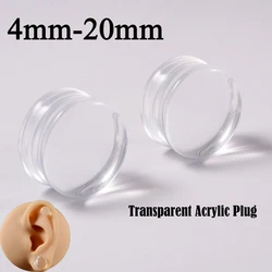 1Pair Acrylic Transparent Solid Ear Plug Gauge Piercing Clear Ear Tunnel Ear Expander 4mm-20mm