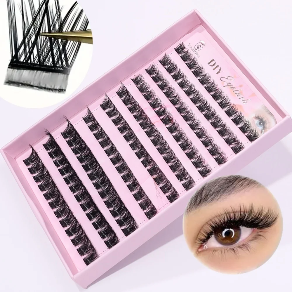 120 cluster zelfklevende wimperset, lengte 10-16 mm, 120 strengen - geen lijm nodig, zelfklevende, niet-klevende valse wimpers