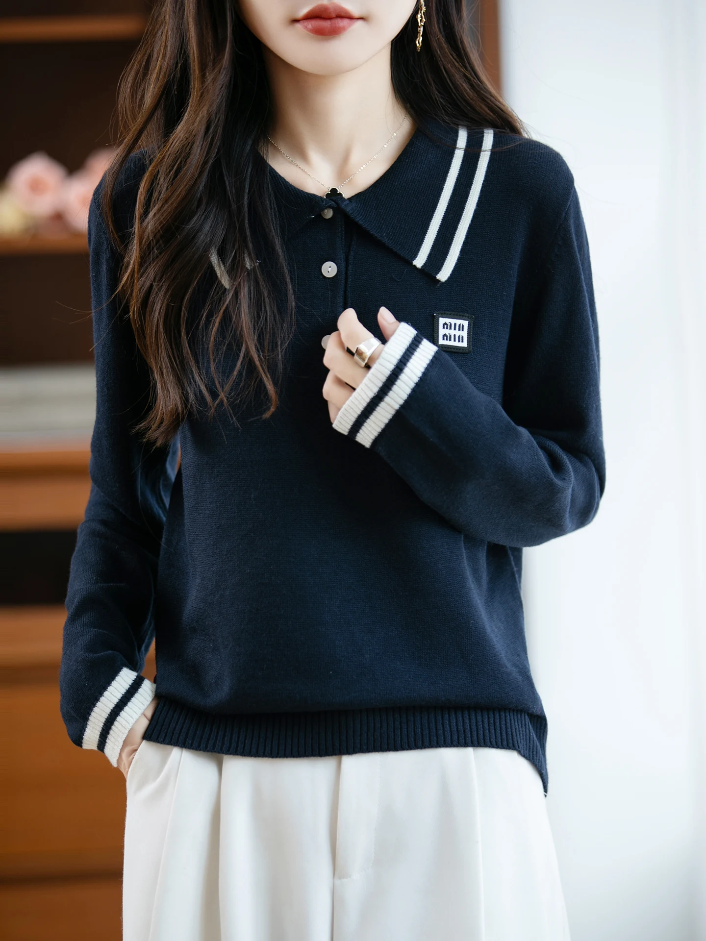 

Korean College Sle Long Sve Knitted Ne Sweater Women's New 2025 Color Blo Precision Spun Soft Comfortable Daily...