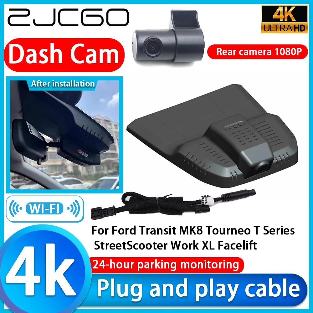 

ZJCGO Video Recorder 4K UHD Plug and Play Car DVR Dash Cam for Ford Transit MK8 Tourneo T Series StreetScooter Work XL Facelift