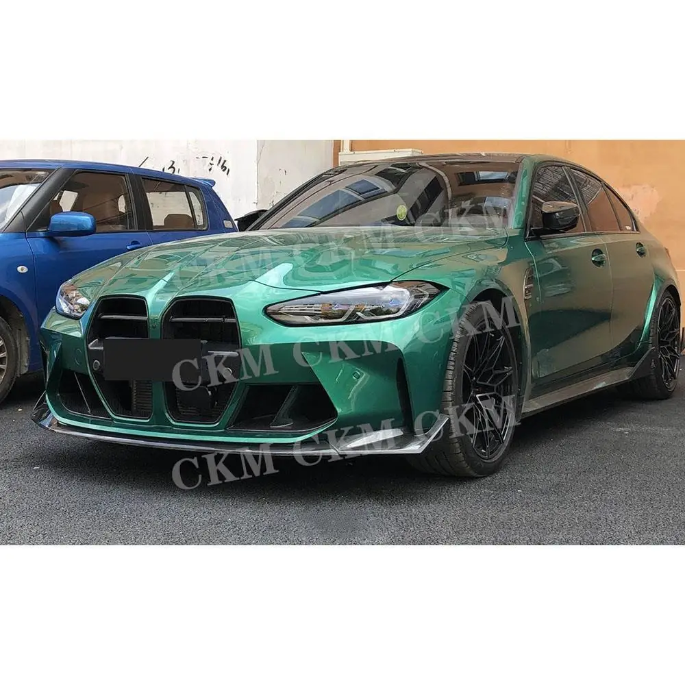 3Pcs/Set C Style Dry Carbon Fiber Front Bumper Lip Splitter Body Kit Car Accessories For BMW G80 G82 G83 M3 M4 2021+