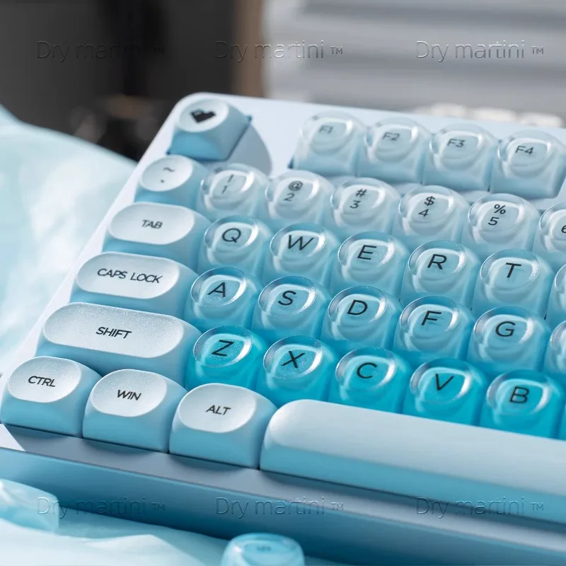 Aqua Blue Theme Keycaps Set Customized Matte PC+PBT Cherry Profile Keyboard Caps for Mechanical Keyboard Creative Accessories