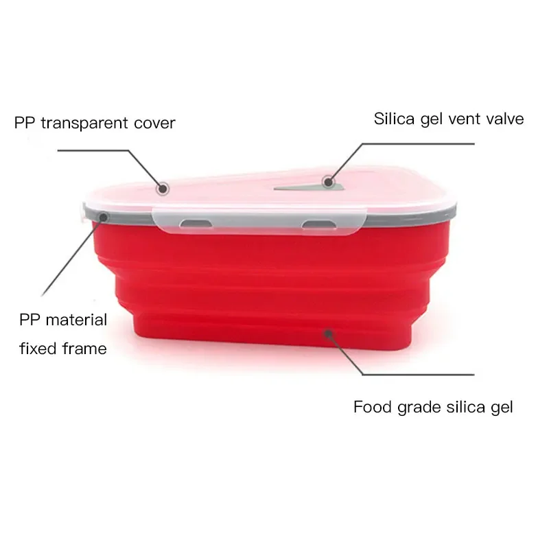 Food Grade Silicone Folding Pizza Box Reusable Triangle For Pizza Packing Box Take Away Box image 4