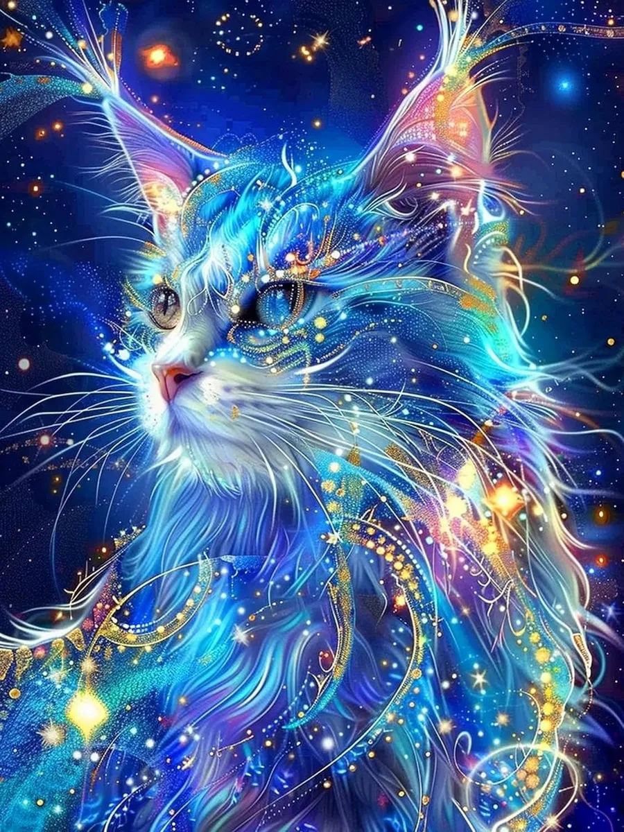 

JMINE Div 5D Cat Galaxy Planet Moonlight, полная алмазная живопись, наборы для вышивки крестом, художественные котешки, 3D краска по бриллиантами
