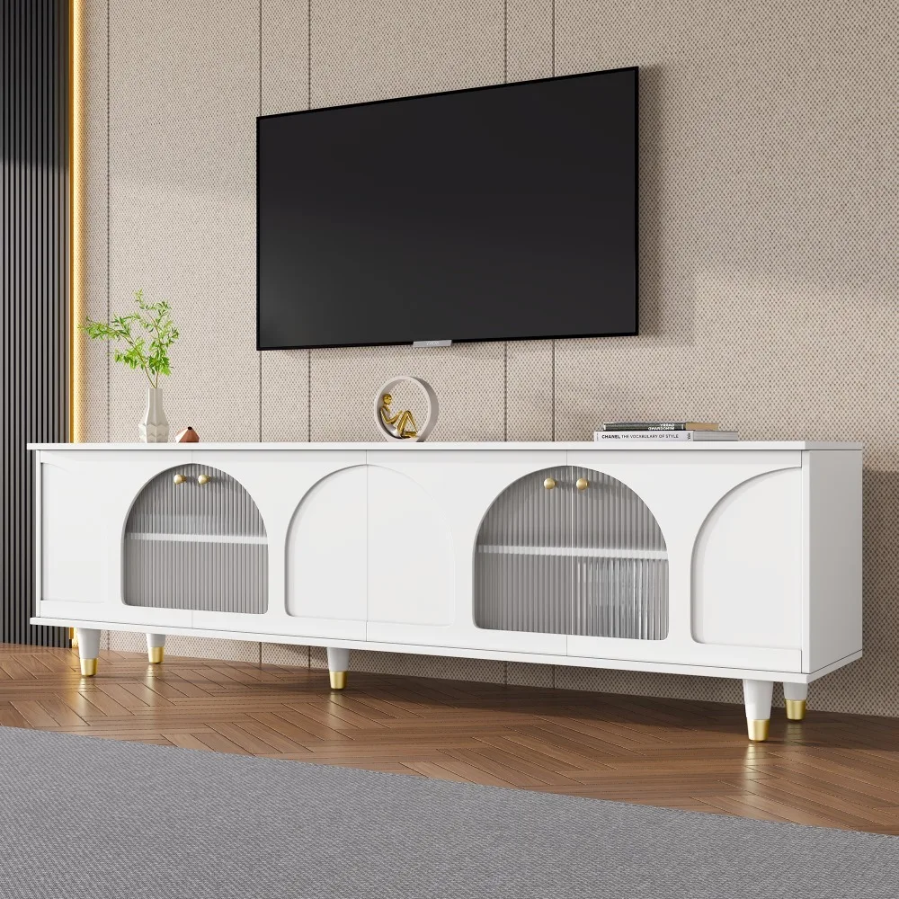 

Adjustable Shelves for TVs Up to 78'', Stylish White, TV Stands