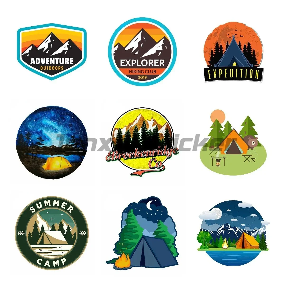 

Adventure Night Expedition Campfire Camping Decal Personality Waterproof Creative Car Stickers Decoration