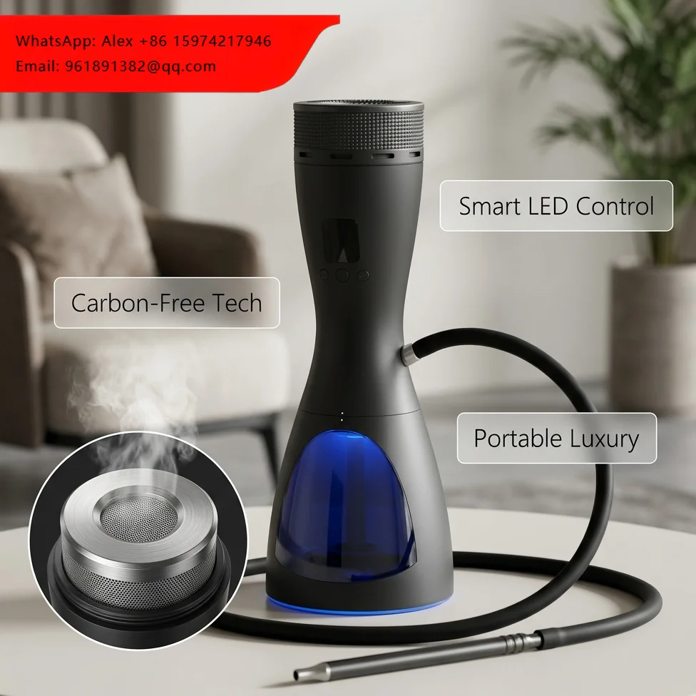 

Luxury Portable Electric Hookah Set With LED Lights For Carbon Free Shisha Experience