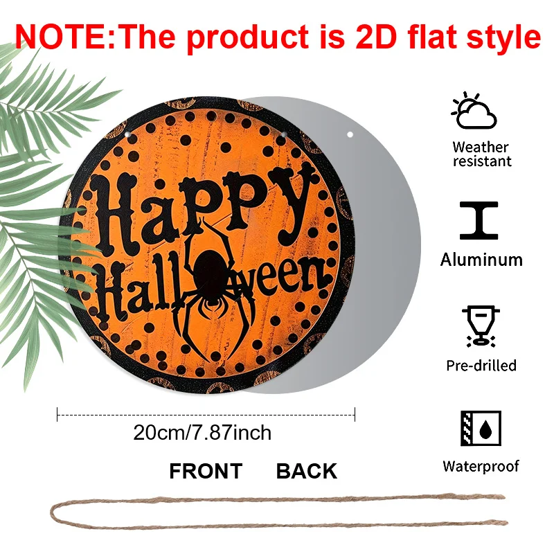 2D Flat, 1pc Spooky Elegant Spider-Themed Round Door Sign - Aluminum Hanging Plaque Suitable for Home Wall Decor, Bar, Patio