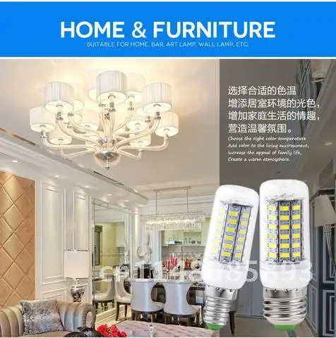 1pcs E27 Lamp Blub SMD 5730 LED E14 G9 GU10 B22 Corn Light Bulb 24 36 48 56 69 72 LEDs Chandelier Candle Led Light 220V 230V