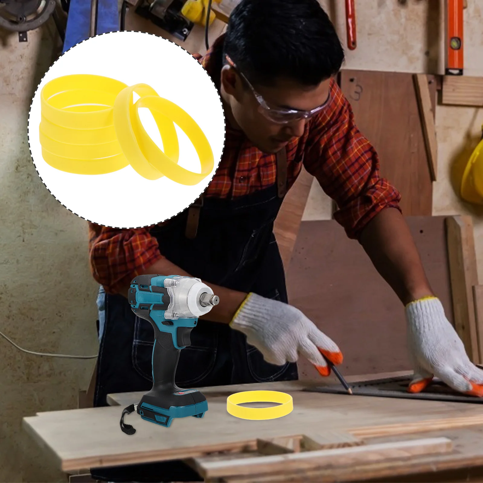 

6 pcs Electric Wrench Strap Durable Elastic Rubber Anti-Loosening Fastening Band For Secure Retention Universal Fit Tool