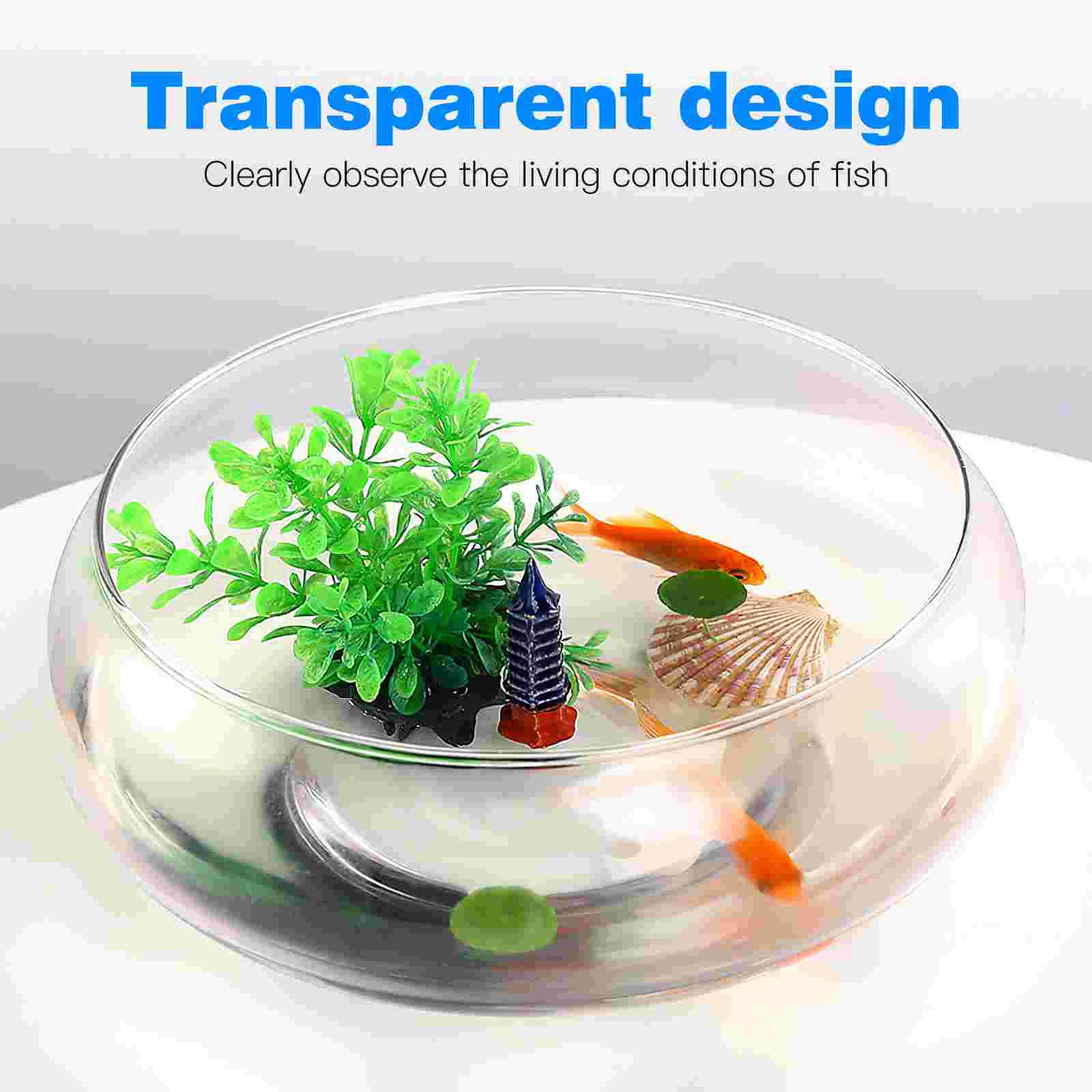 Transparent Landscape Fish Tank 2800ml Desk Aquarium Clear Betta Bowl Office Tank Decorative Plastic Container Multi