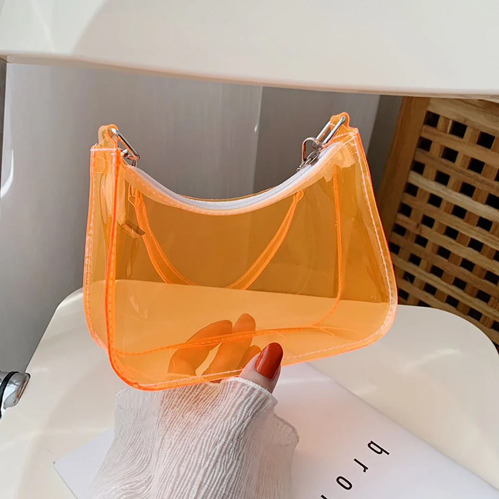 

Candy Color Transparent Shoulder Bags Fashion Ladies PVC Clear Beach Underarm Bag Women Simple Casual Handbags