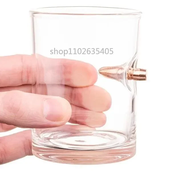 308 Bullet Embedded Hand Blown Whiskey Glass Wine Glass 240ml