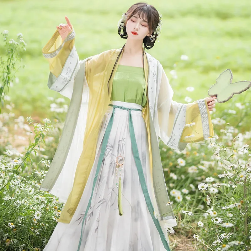 YF47 Original Song Dynasty Hanfu หญิงโบราณชุดด้านหน้ากระโปรงเอวยาว Elegant โบราณลมปรับปรุงวัน