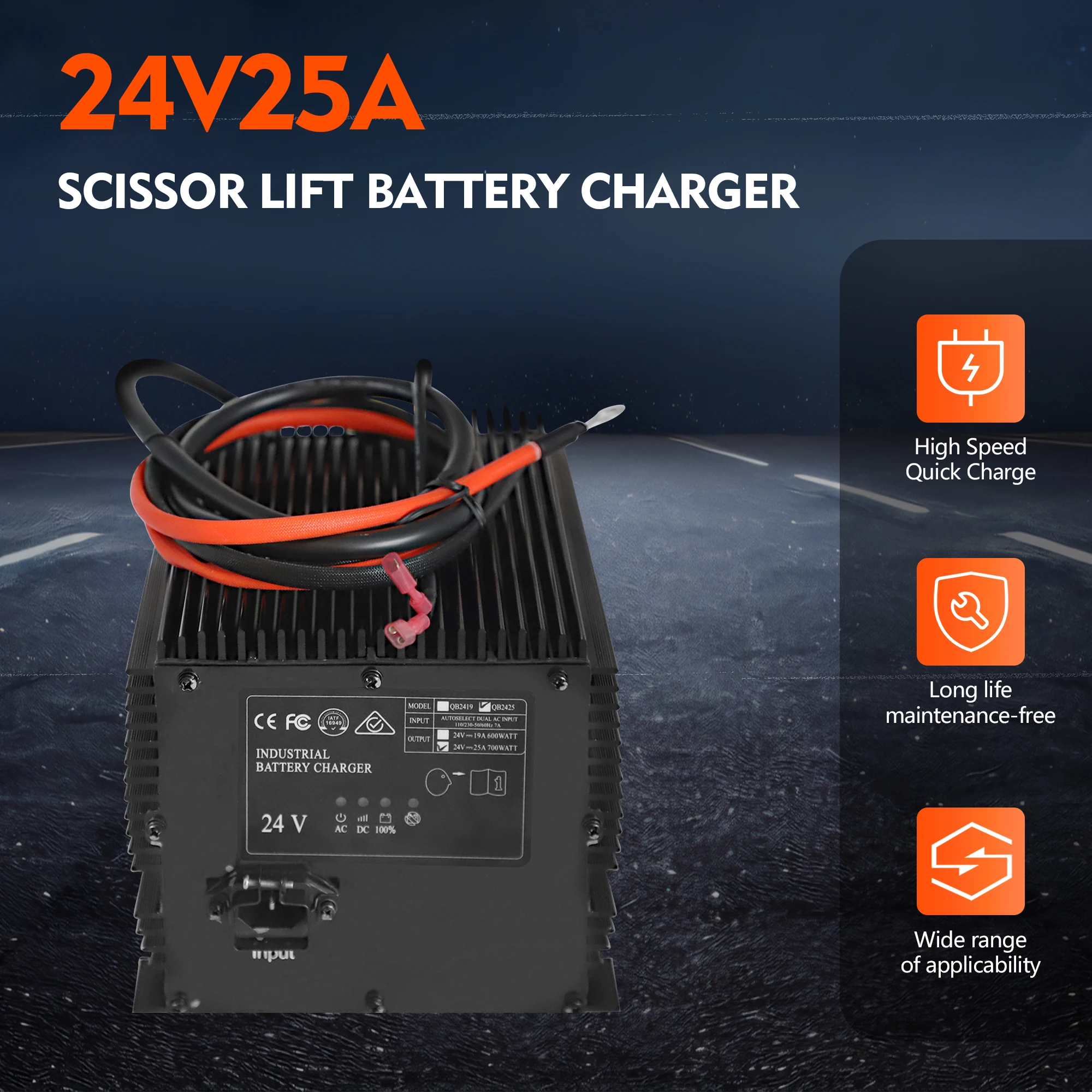 

24V 25A Battery Charger For JLG/Genie/Skyjack Lift HB600 24B 96211 105739 161827 JLG 1930ES 2030ES 2630ES 2646ES 3246ES