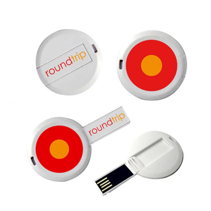 10PCS/LOT Custom Promotional Gift ABS Plastic Material Full Color Logo Printing Round Circle Shape Card Usb Flash Pen Drive