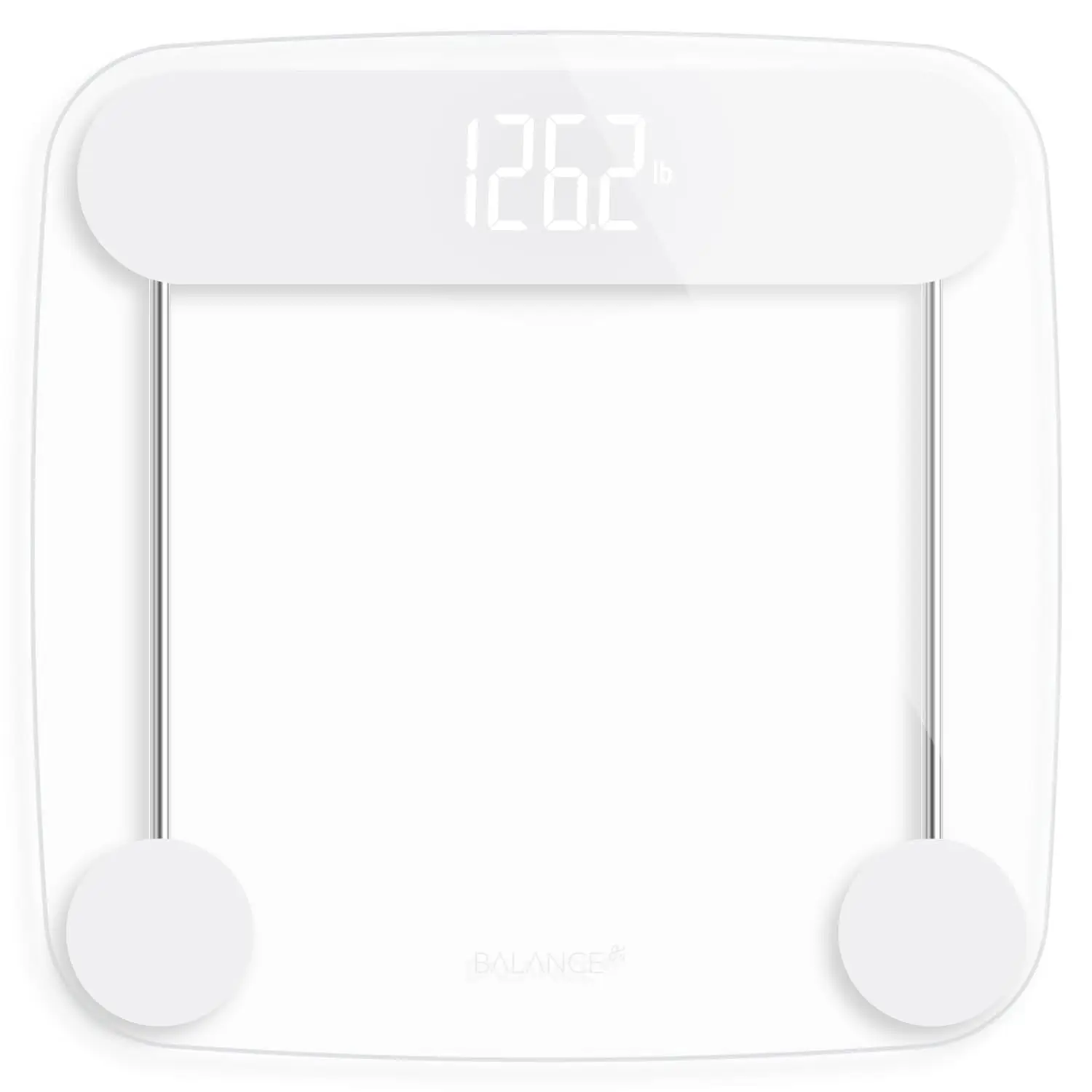 

Accurate Glass Bathroom Scale with Shine-Through Display, Non-Slip & Scratch Resistant for Body Weight in Clear Design