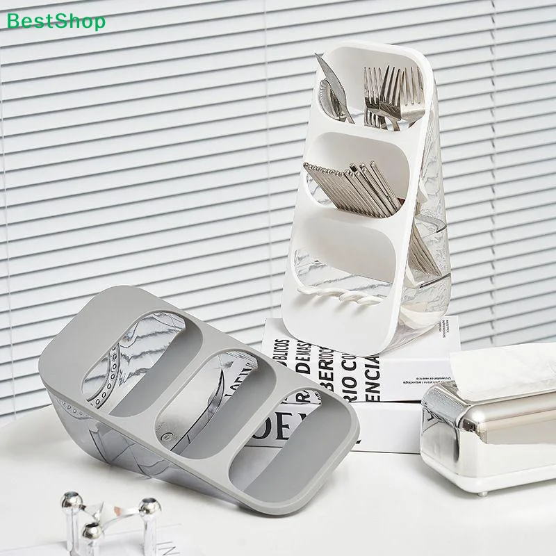 Multi-purpose Desktop Storage Box Kitchen Utensils Chopsticks Knives And Forks Storage - Three-layer Design - Cosmetics Storage