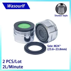 WASOURLF 2PCS Water Saving Faucet Aerator 2L Brass Shell POM Core M24 24mm Male Thread Bubble for Tap Spout Head Kitchen Part