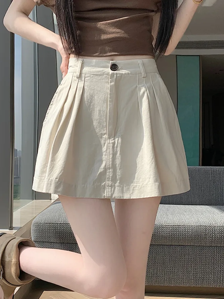 

Korean Style High Waist A-Line Skirt Women's Summer New Elegant Design Anti-Light Sweet Style Short Skirt Breathable Ski...