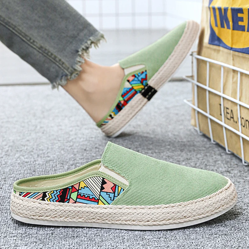 FashionVersatile Non-slip Shoes Half Slippers Casual Shoes For Men Mules Loafers Flat Sneakers Walking Footwear Zapatos Hombre