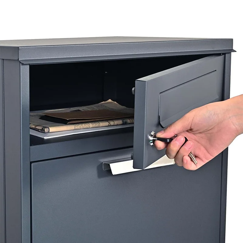 Waterproof Galvanized Metal European Style Black Durable Outdoor Apartment Versatile Parcel Mailbox Drop Box Wall Mounted for