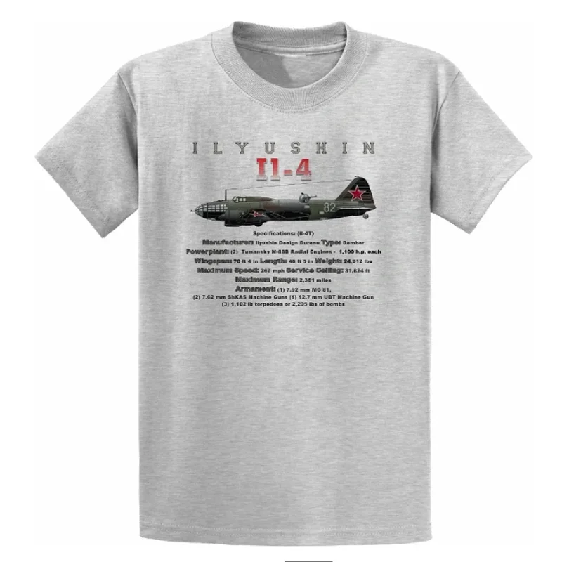 WWII Soviet Ilyushin Il-4 Torpedo Bomber T-Shirt 100% Cotton O-Neck Summer Short Sleeve Casual Mens T-shirt Size S-3XL