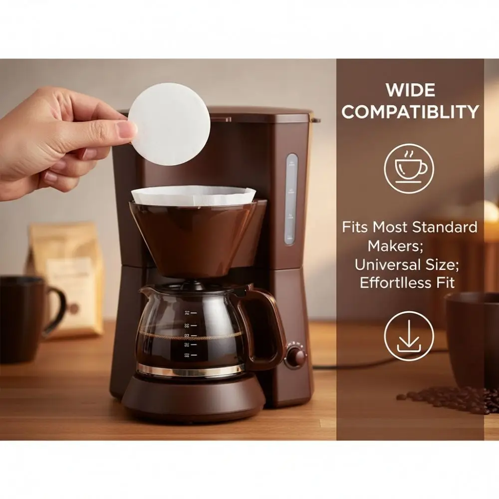 300pcs Set 2.3in Size Coffee Filter Paper Unbleached Paper Round Coffee Filter Round Shape Replacement Coffee Filters