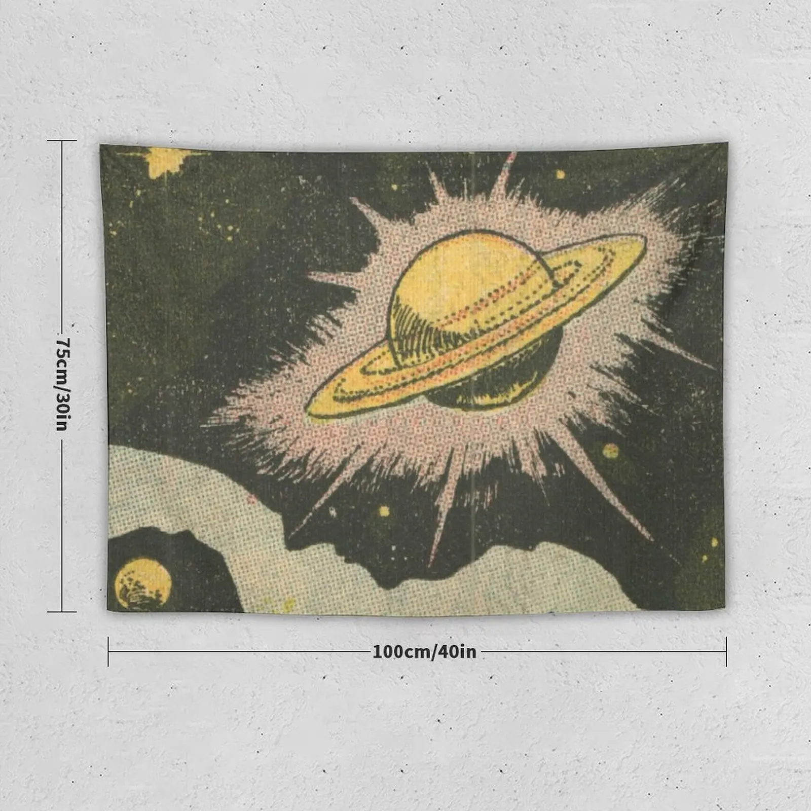 Saturn and Stars - Vintage Comic Anime Tapestry Home And Comfort Decor Aesthetic Room Decors Cute Room Things Tapestry